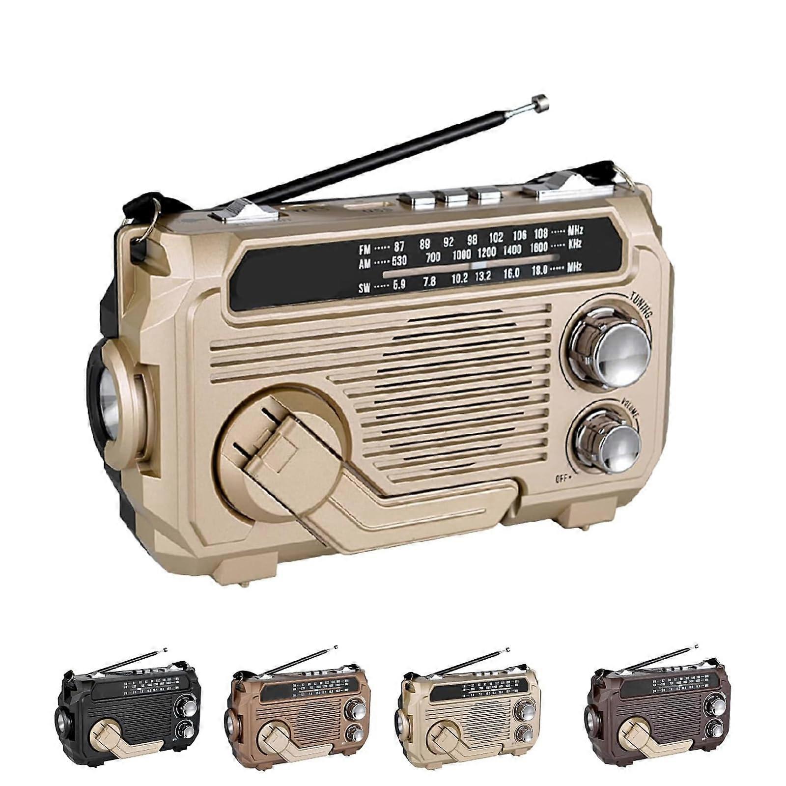 Portable Bluetooth Radio Solar Powered AM FM with Rechargeable Battery and Flashlight for Camping