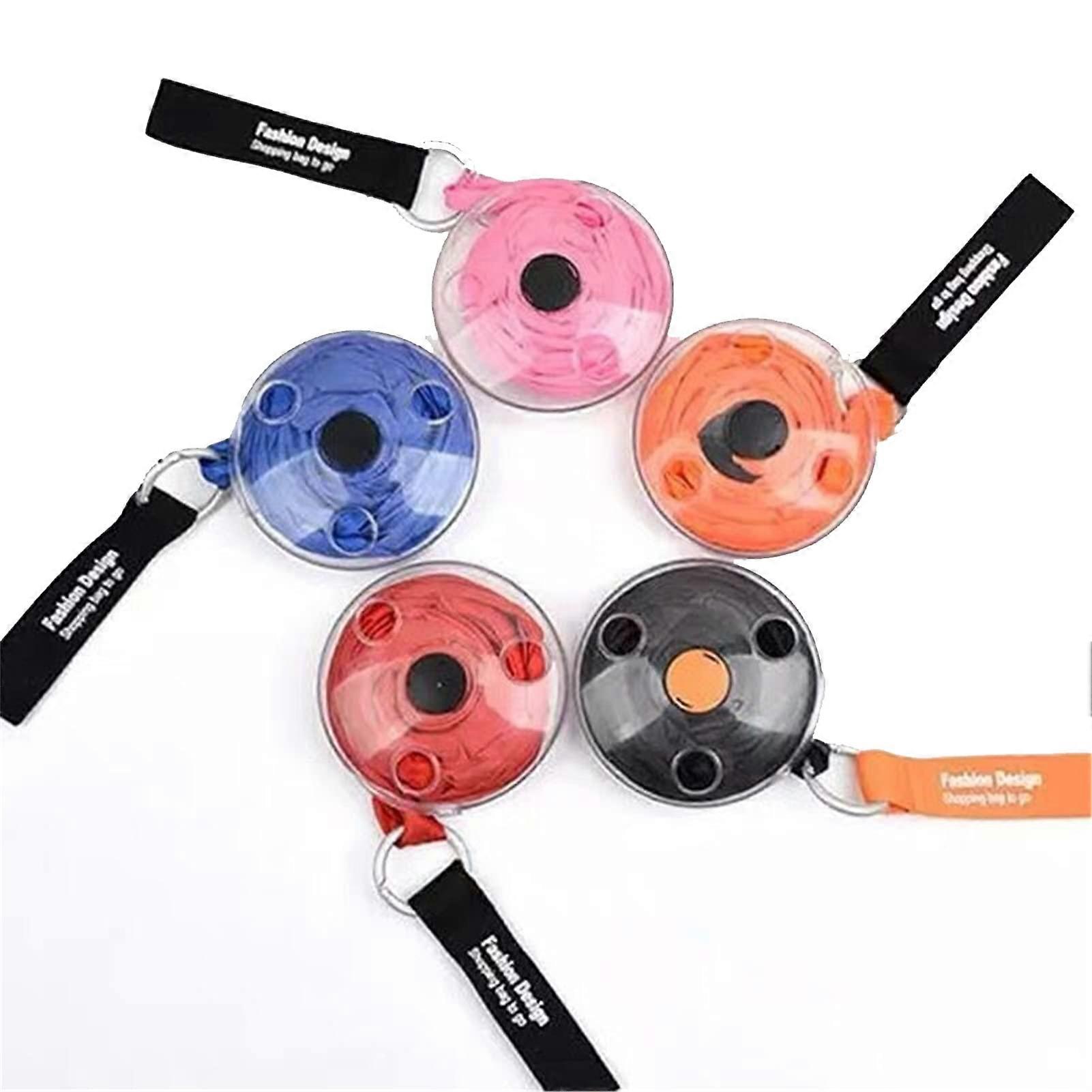 Reusable Folding Shopping Bags 5 Pack with Shoulder Strap Black Telescopic Compact Disk Design