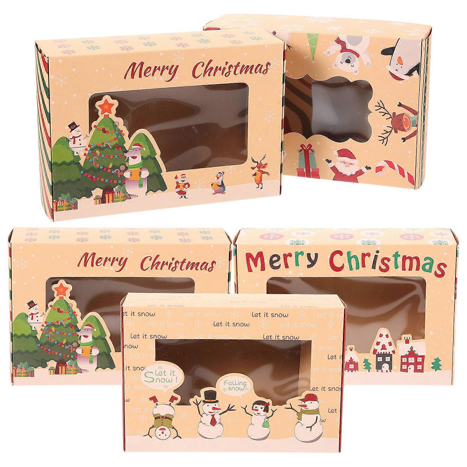 Assorted Color Bakery Box for Storage Use 5Pcs Christmas Cookie Boxes with Window