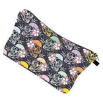 Borsa portaoggetti con stampa teschio per donna, da viaggio, compatta e leggera, 22x13,5 cm, in poliestere, 1 set