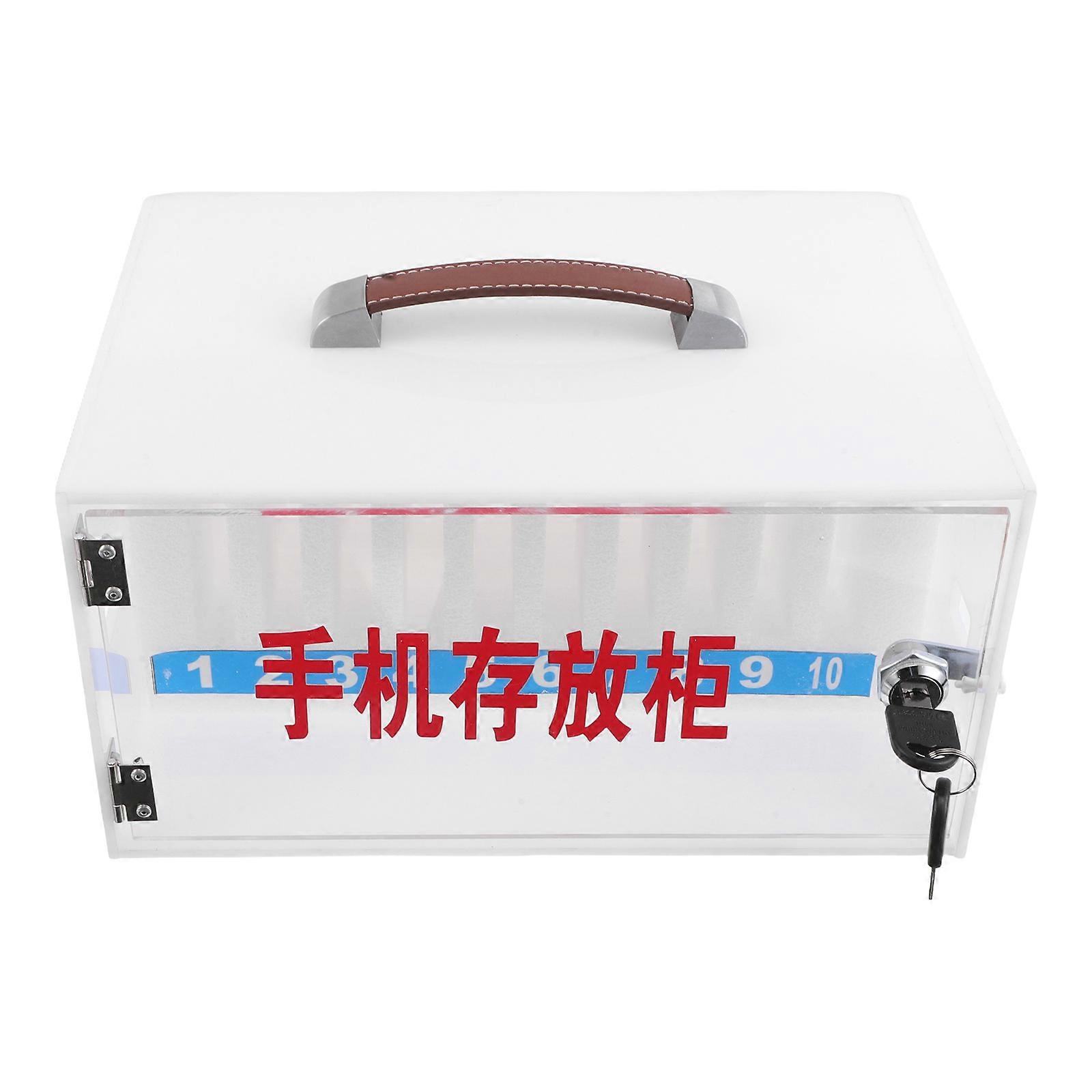 White Cell Phone Storage Cabinet for Office Lockable Organizer with Key