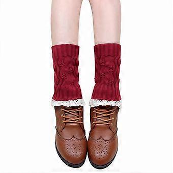 Dames winter gebreide beenwarmers, 61 cm lange dans- en sportsokken, rood