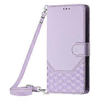 RFID Blocking Leather Wallet Case for iPhone 7 Plus/8 Plus, Shockproof Flip Folio with Card Holder and Crossbody Strap, Light Purple