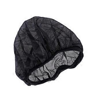 Luxuriöse Schlafhaube aus Satin mit breitem Band für Damen, Schwarz