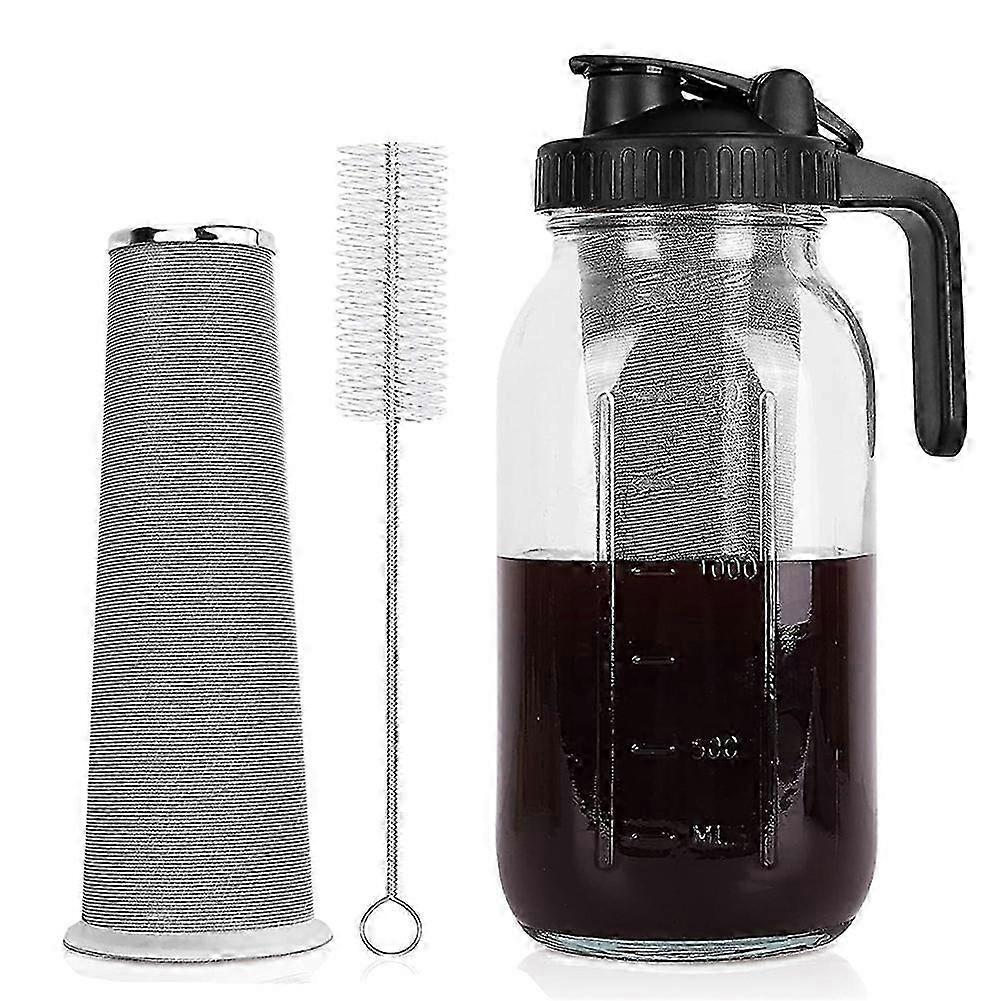 Cold Brew Coffee Maker Pitcher,64oz Iced Coffee Tea Pitcher compatible with Fridge with Filter, Cold Brew Maker