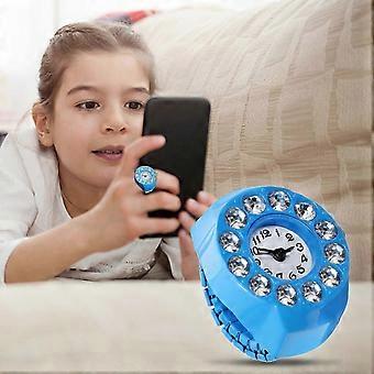 1 reloj de dedo azul cielo con anillo de dibujos animados para niños, material de aleación.
