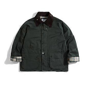 American Vintage Corduroy Plaid Hunting Jacket for Men & Women Couple Spring Autumn Workwear
