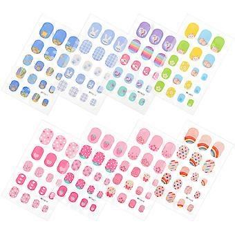 8 Sheets Fake Nails Girls Nails Press On False Nails Stick On Nails for Little Girls Teens