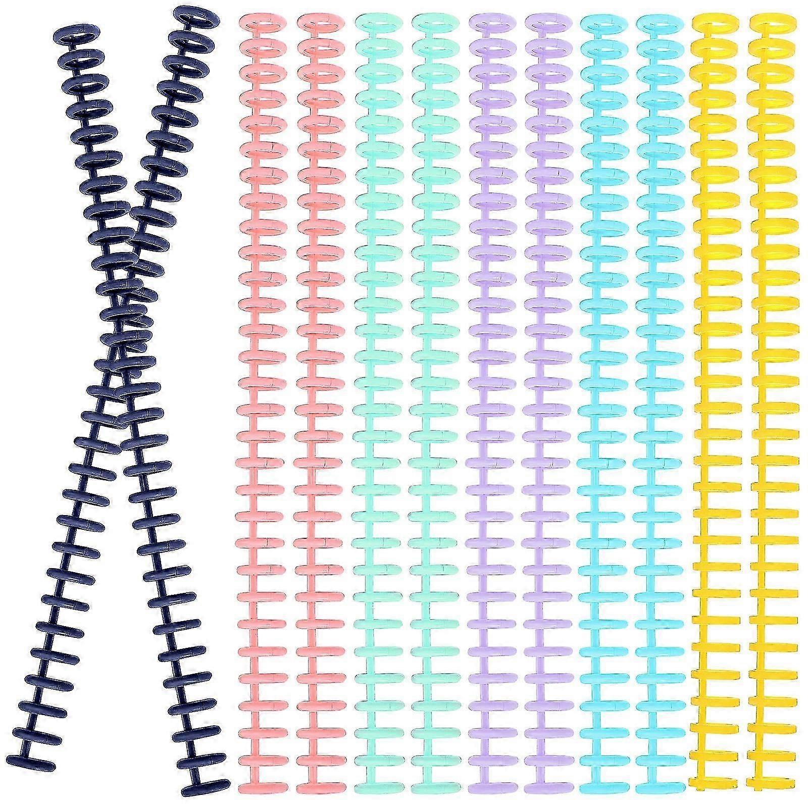 12pcs Assorted Color Plastic Binding Spines, Resilient for Office & Binder Use