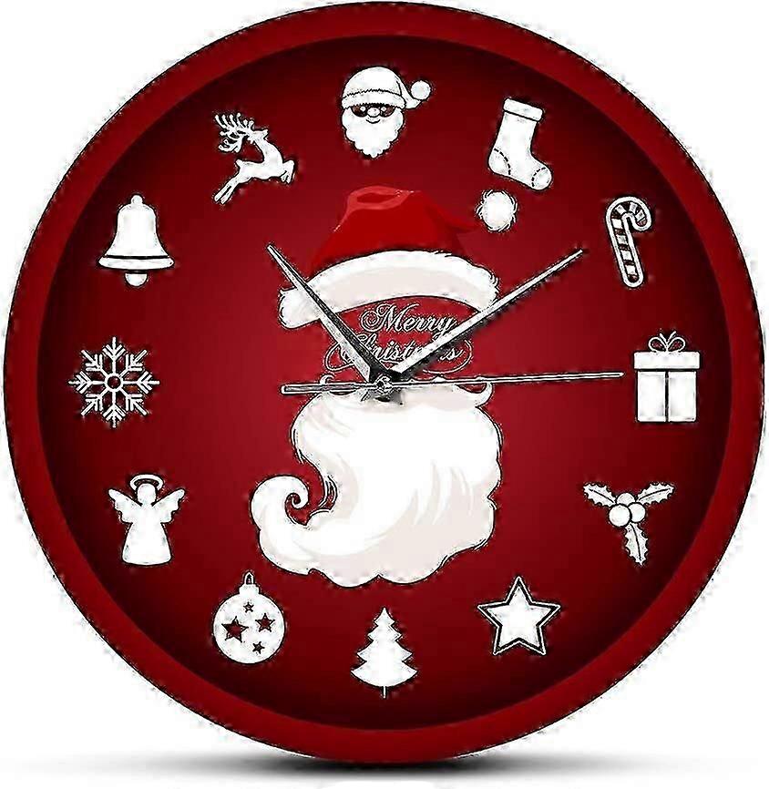 Silent Quartz Kitchen Wall Clock with Santa and Christmas Pattern