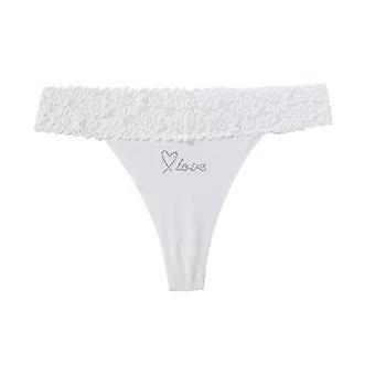 TERMEZY Sexy laag uitgesneden string voor dames met kanten tailleband, naadloos ondergoed, effen kleur, lichtgewicht, ademend