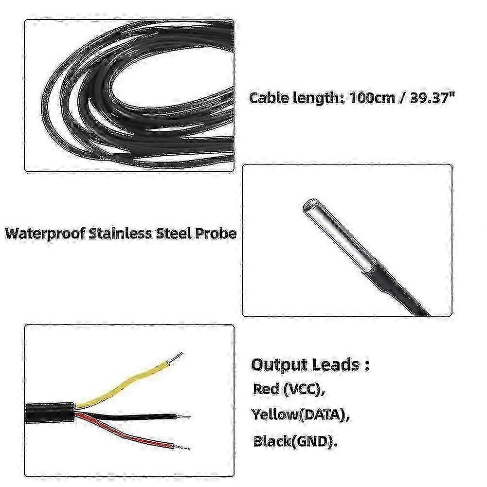 10pcs Waterproof Ds18b20 Temperature Sensor, Digital Temperature Thermal Cable Temperature (-55- +