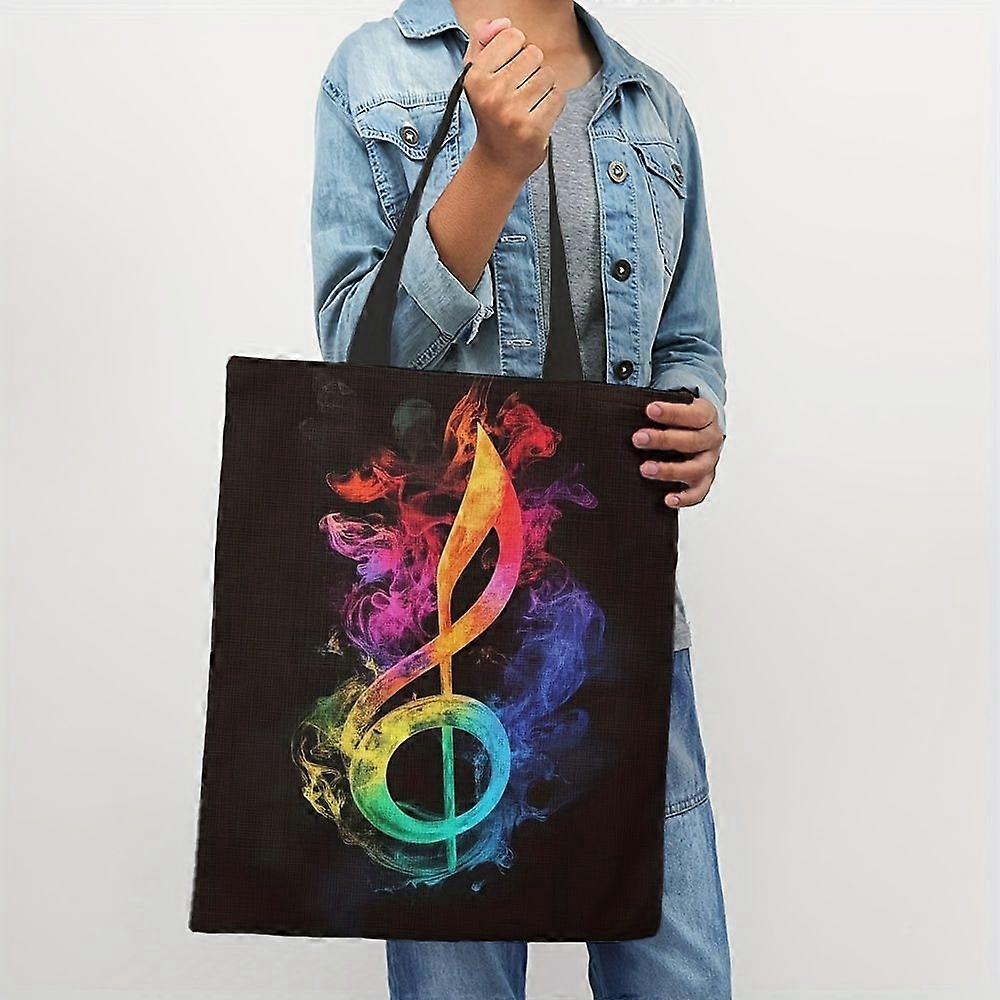 Sac fourre-tout musical coloré sur le thème de l'espace, imprimé recto verso (1 pièce) - Sac bandoulière coloré idéal pour l'école, les voyages et le shopping - Rpolk