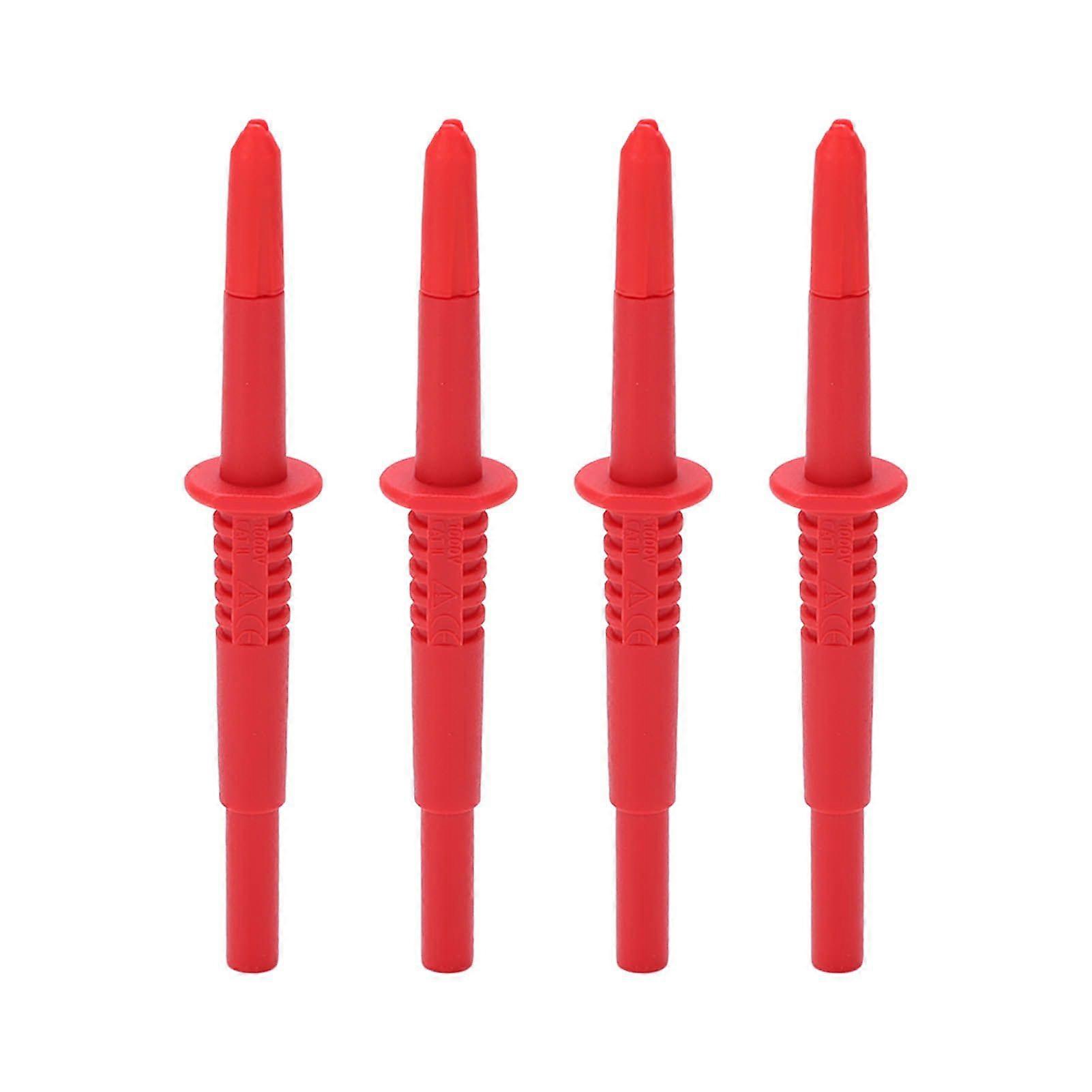 4Pcs Probe Pin 4mm Banana Socket Insulation Wire Piercing Probes for Electrical TestingRed