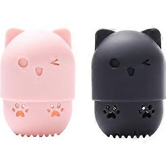 Sponge Carrying Bag, Washable Cat Shape Travel Sponge Holder 2 Pieces Agitator Sponge Carrying Bag Reusable Sponge Holder