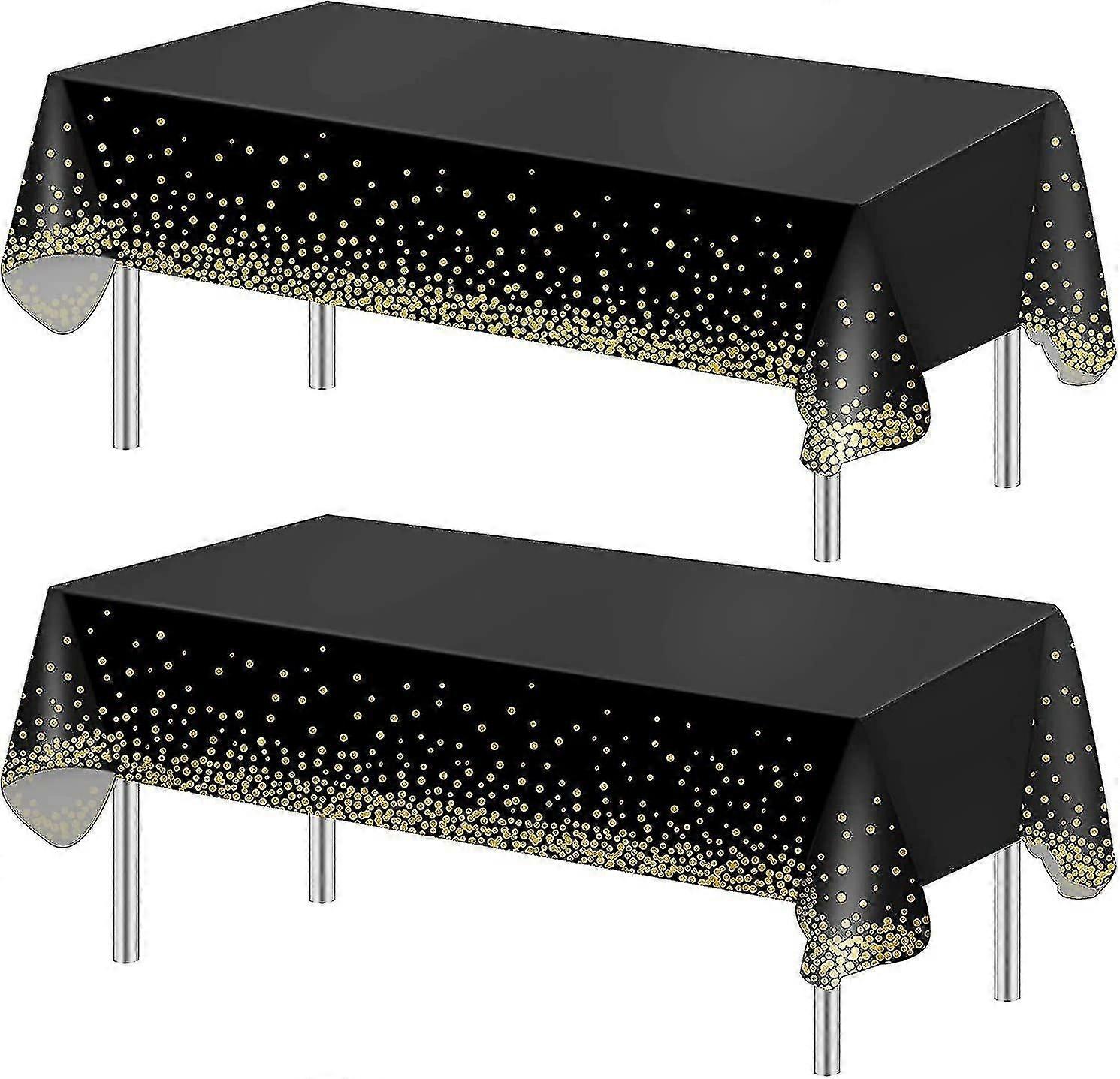 2 Pack Black Gold Dot Tablecloths Party Table Cover Confetti Rectangular Table Gift