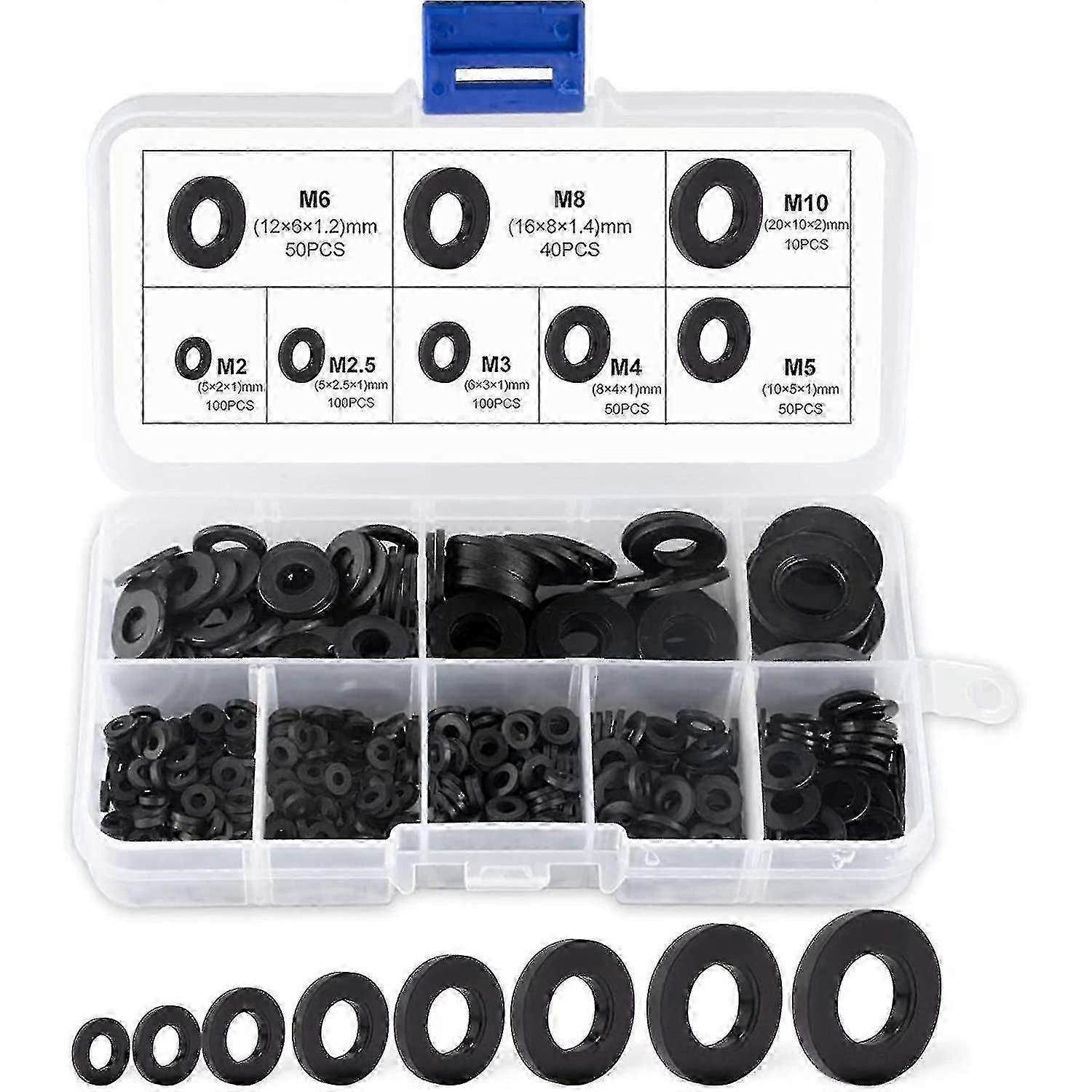 Black Plastic Washers, M2 -m10 Mechanical Washer 500 Pcs