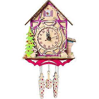 3D Wooden Puzzles Tree House Wall Clock Colorful Model Building Kit for Adults and Youth Christmas Birthday Gifts Mechanical Models Functional and Fun