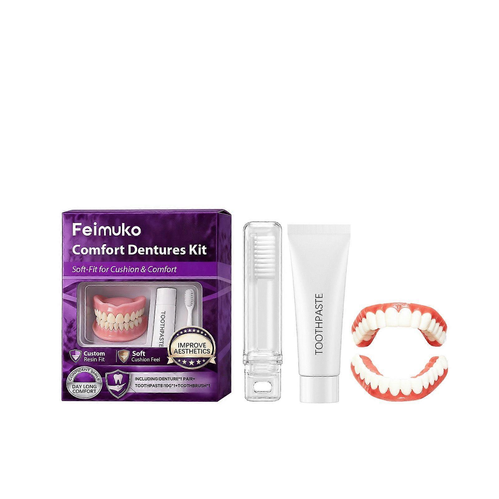 Feimuko Denture Care Kit  Comfortable Fit Cleaning Set for False Teeth