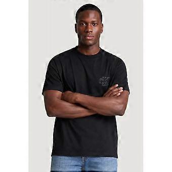 Men's Calvin Klein Jeans | Lv04rg220g Stitched Embossed Logo Half-sleeve T-shirt - Black