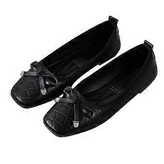 Damen-Ballerinas mit Schleifenverzierung, weichem Futter aus PU-Leder, dicker Innensohle und rutschfester Gummisohle – bequem und lässig.