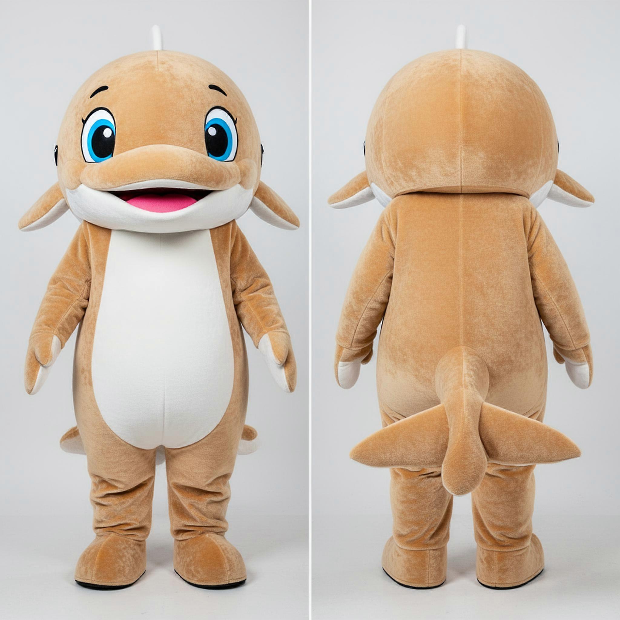 MASTICOT Tan Smiling Whale Mascot