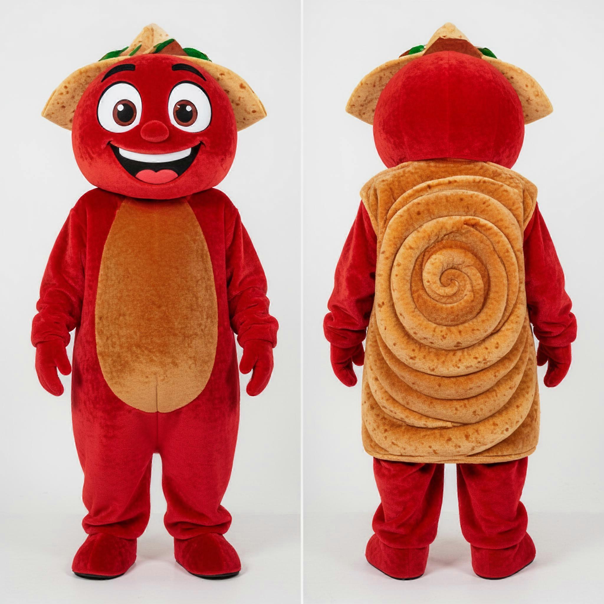 MASTICOT Crimson Red Smiling Enchiladas Mascot