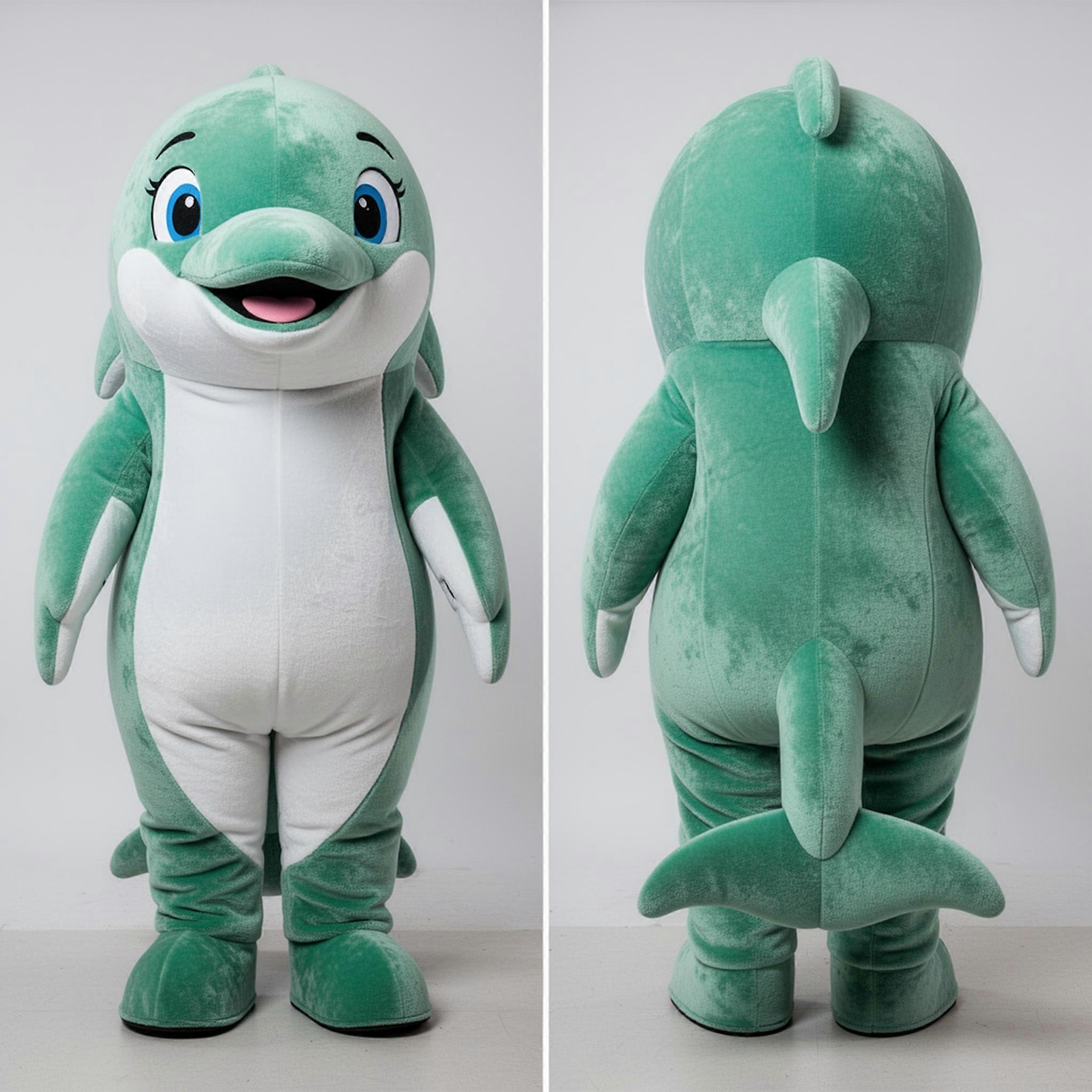 MASTICOT Green Friendly Dolphin Mascot