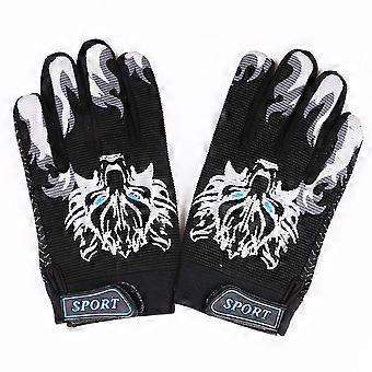 Cycling Gloves Kids Mountain Bike Gloves Black Prevents Blisters Shock-absorbing Full Finger 2Pcs