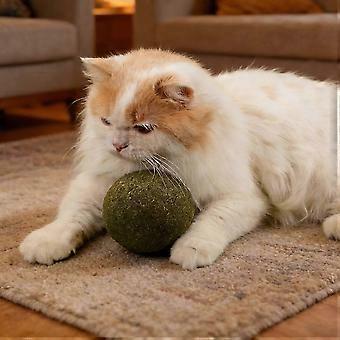 10 cm grote, natuurlijke kattenkruidballen, gezonde, likbare kattenspeelgoedballen met munt en gras voor een goede gebitsverzorging, speelplezier en kauwen.