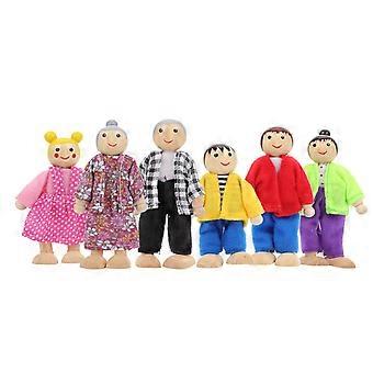 Assorted Color Wooden Mini House Family Set for Decor 6Pcs