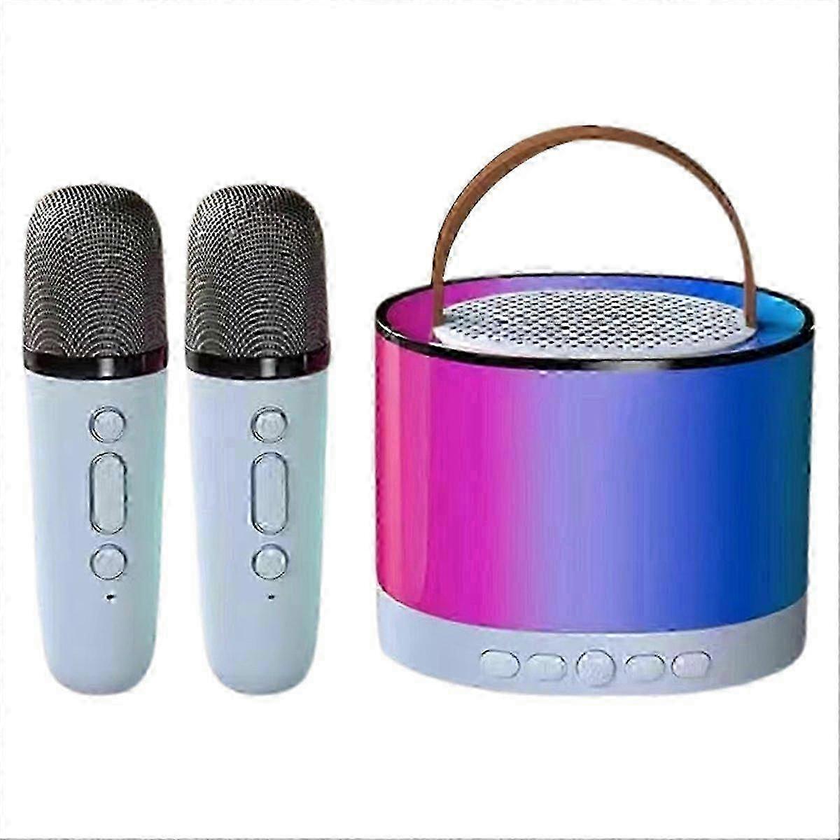 blue Mini Karaoke Machine with 2 Wireless Microphones