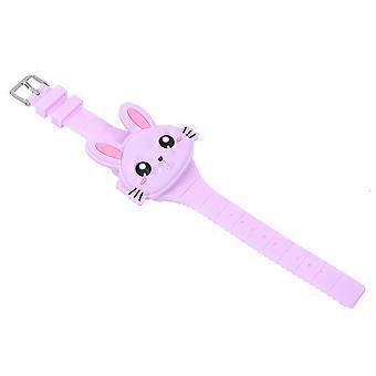 Cartoon Kids Watch Silicone LED Rabbit Shape Watch for Timekeeping Purple