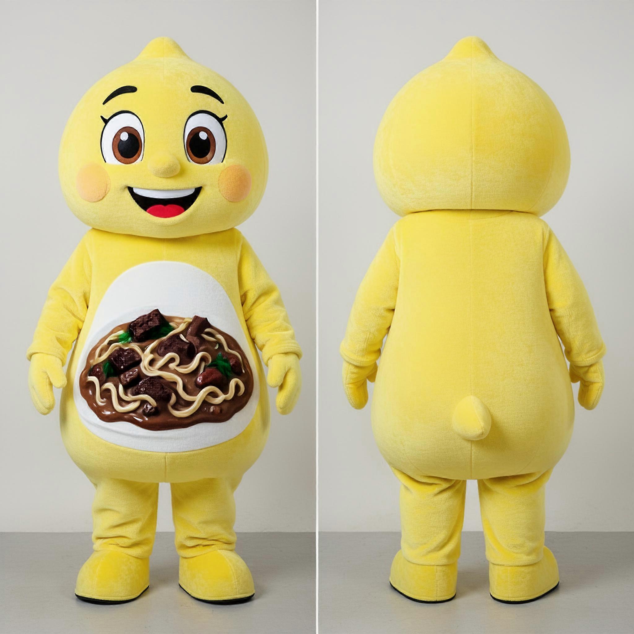 MASTICOT Lemon Yellow Smiling Beef Stroganoff Mascot