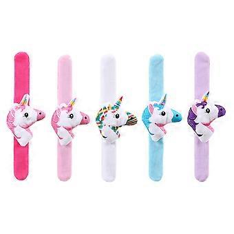 Unicorn Plush Slap Bracelet for Wrist 20Pcs Assorted Color Cartoon Decorative Bands