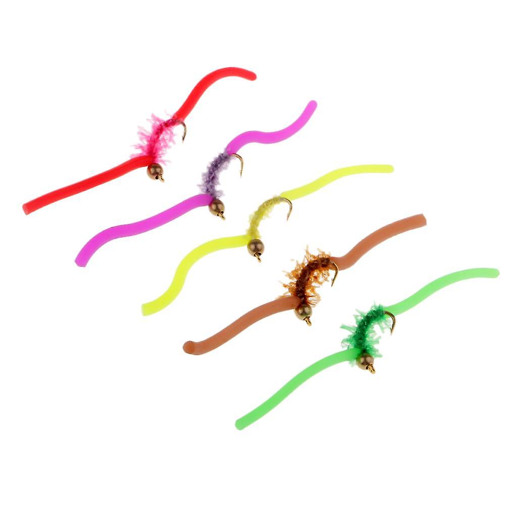 5 stk San Juan Squirmy Wormy Trout Worm Fly Sortiment Fiskefluer Pack 1