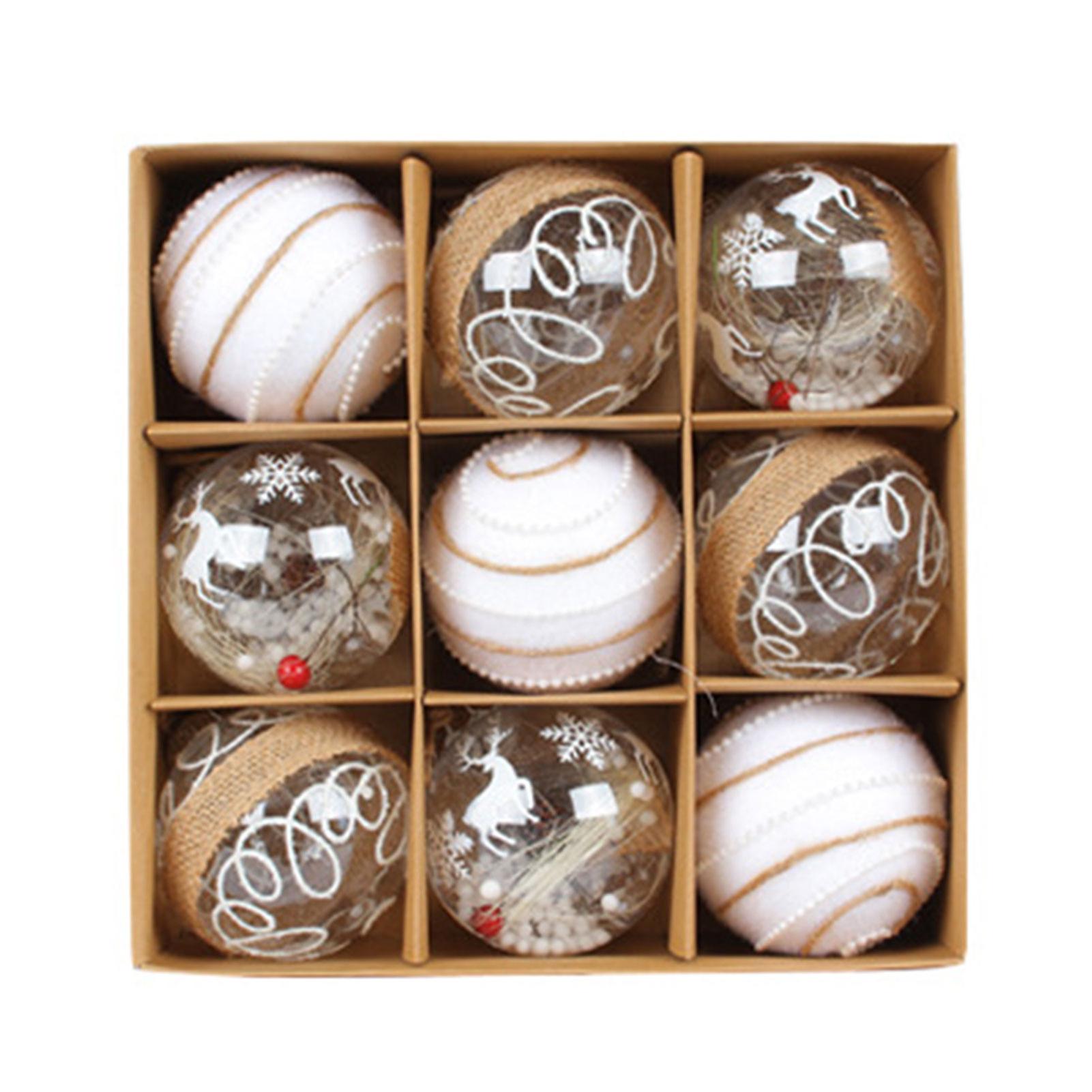 Xmas 9pcs Clear Christmas Tree Balls Durable Shatterproof Balls For Home & Commercial Use