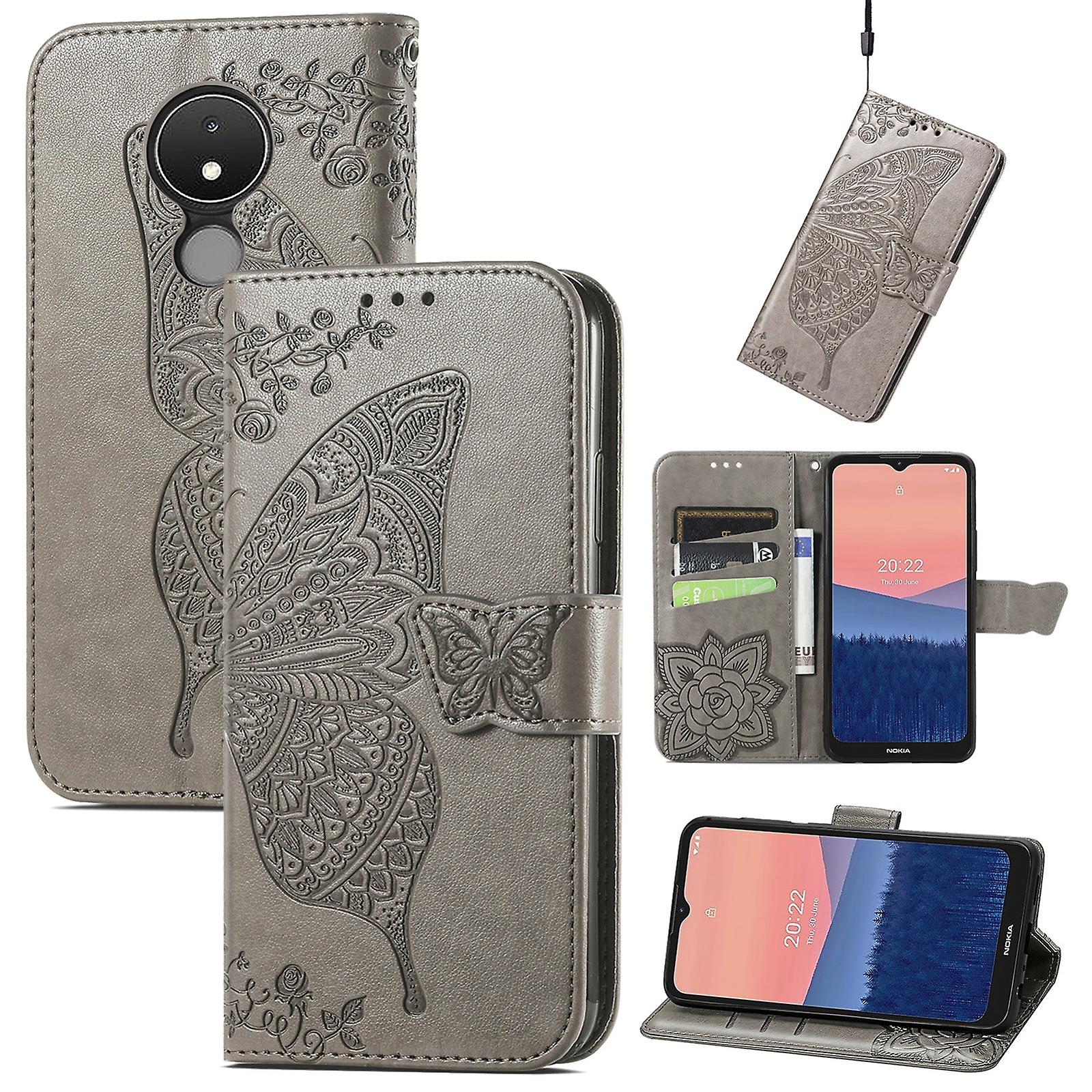 Butterfly Love Flower Leather Case For Nokia C21