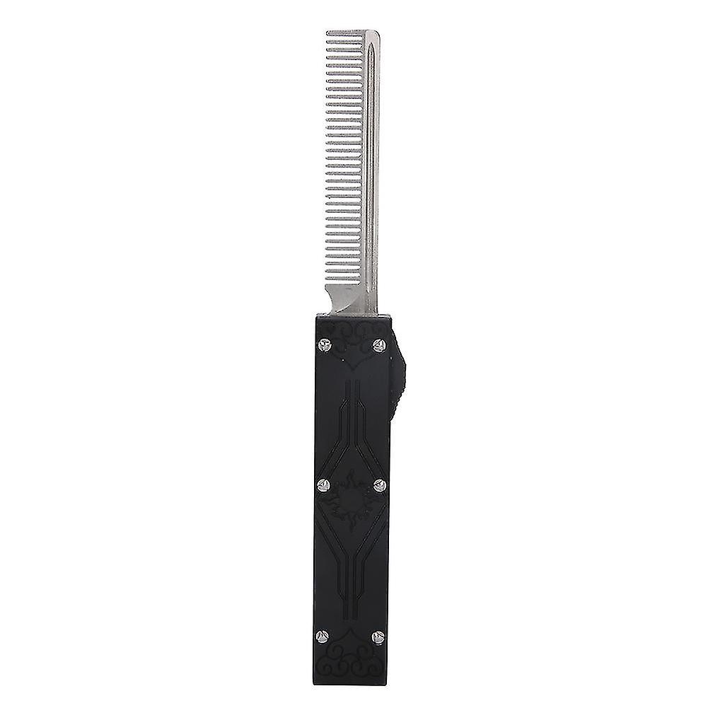 Stainless Steel Spring Comb Hair Beard Folding Pocket Comb Hairdressing Tool Black