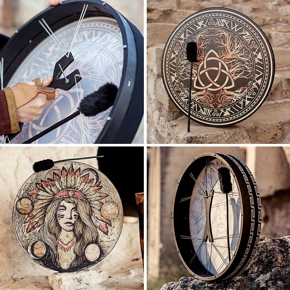 Music Handmade SShaman Drum,10 Inch Tree Of Life Decoration Design Hand Drum With Drum Stick,100% New