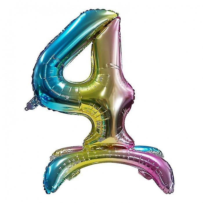 Realmax Standing Number 4 Rainbow Gradient Foil Balloon