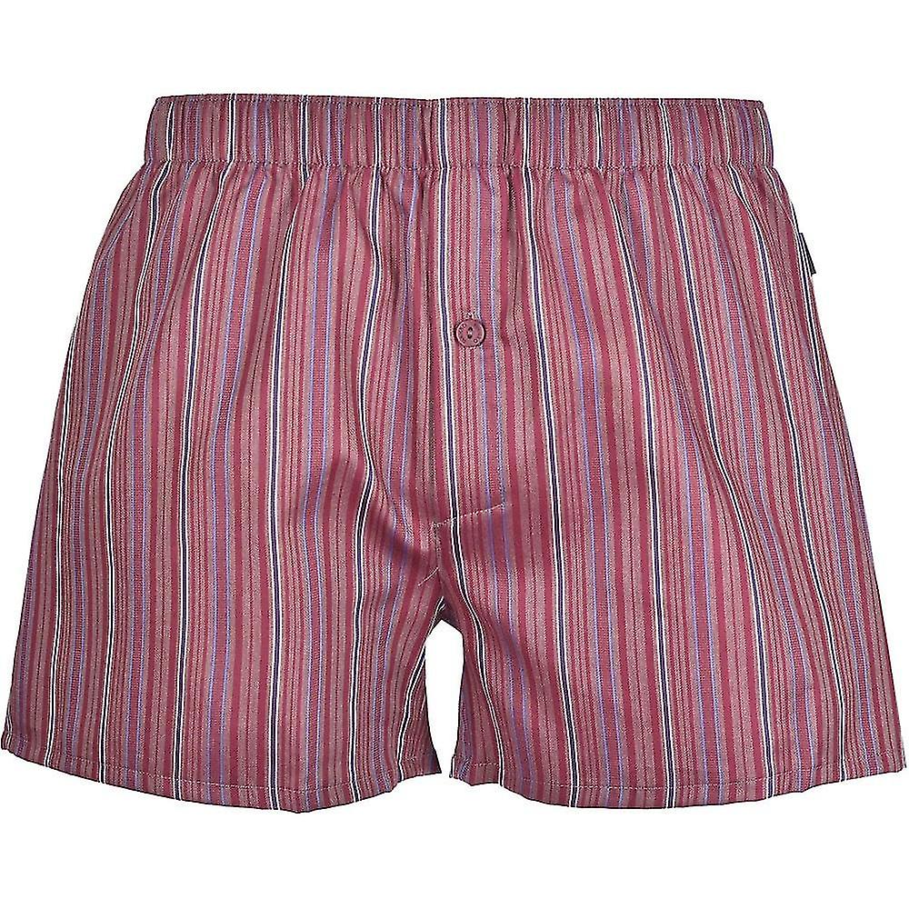 Hanro Fancy Woven Elegant Stripe Boxer Short, Burgundy-r