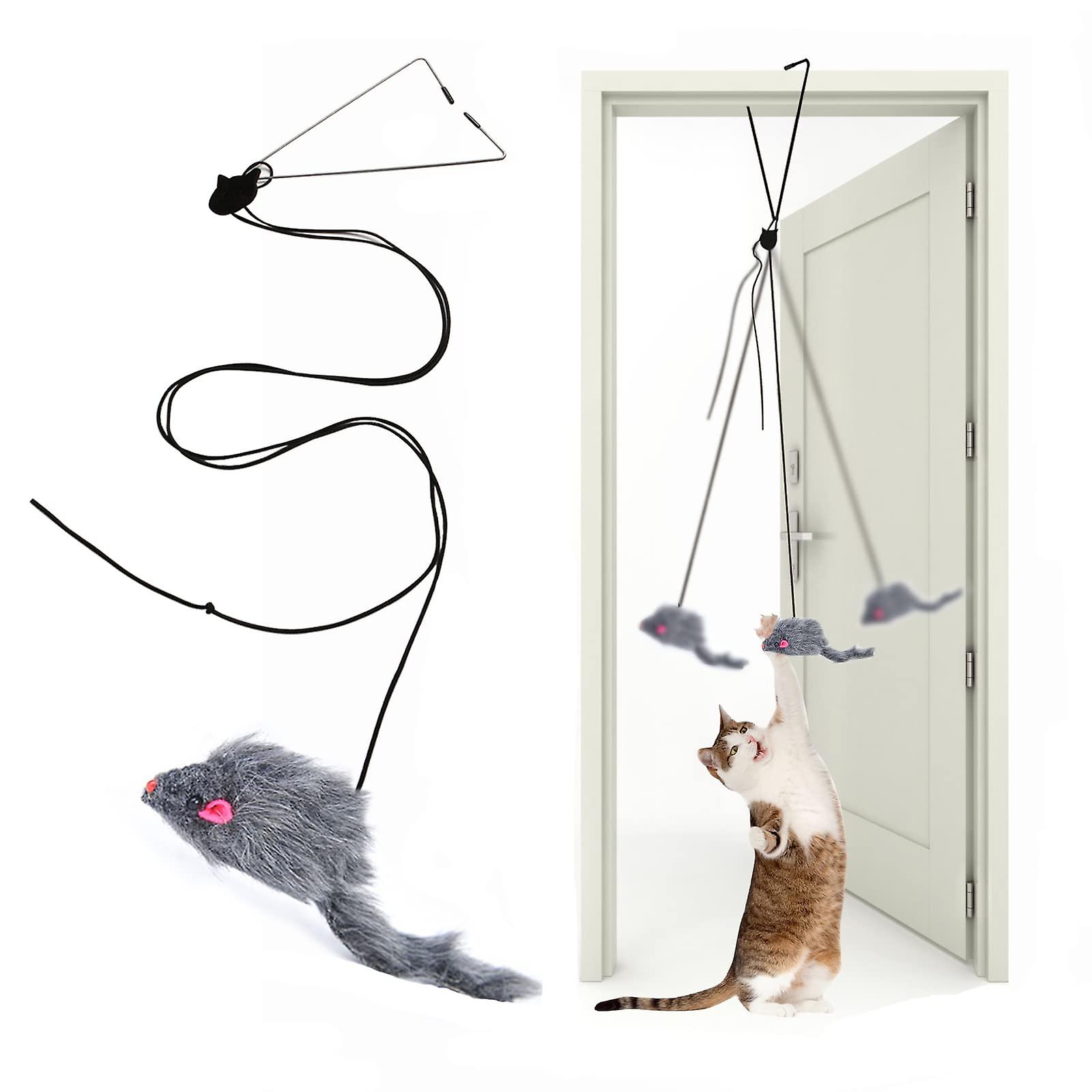 Interactive Cat Feather Toy, Retractable Teaser Toy for Indoor Cats, Kittens (1 Pack)
