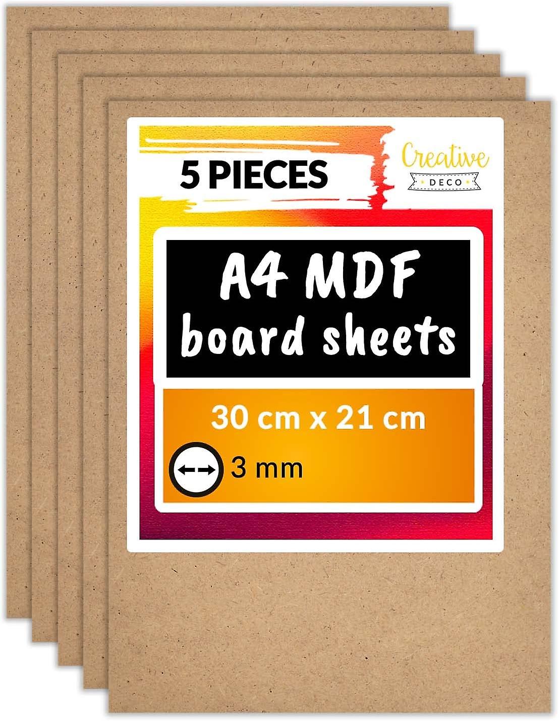5 x A4 MDF Boards | 300 x 210 x 3 mm | Thin Wood Panels | for lasers, CNC routers, modelling