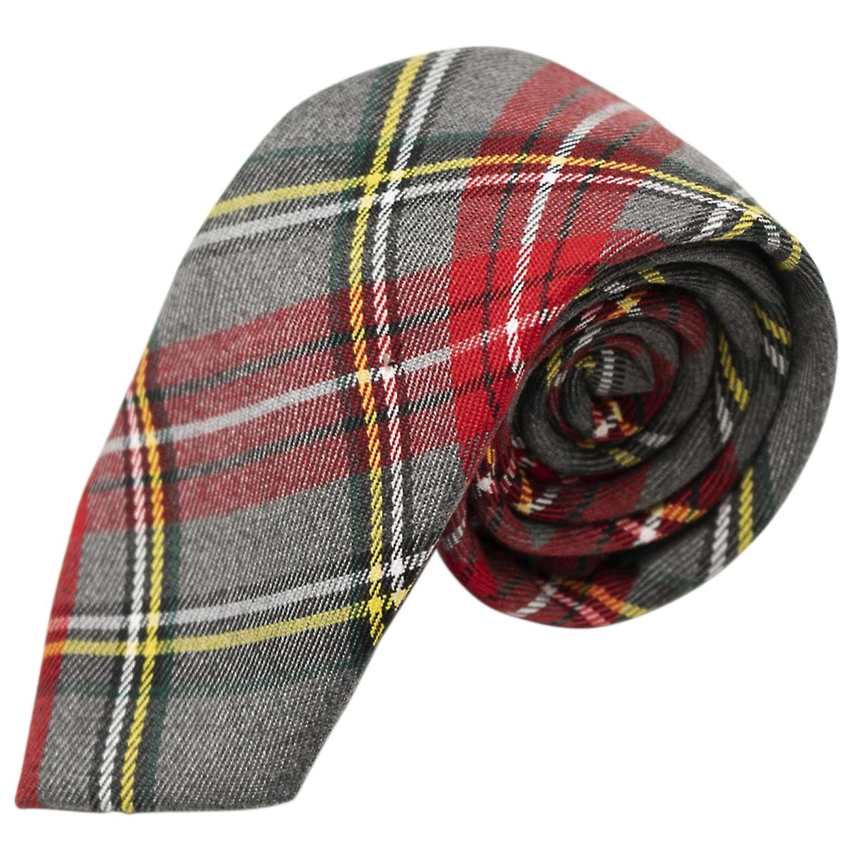 Traditional Light Grey &amp; Red Tartan Tie