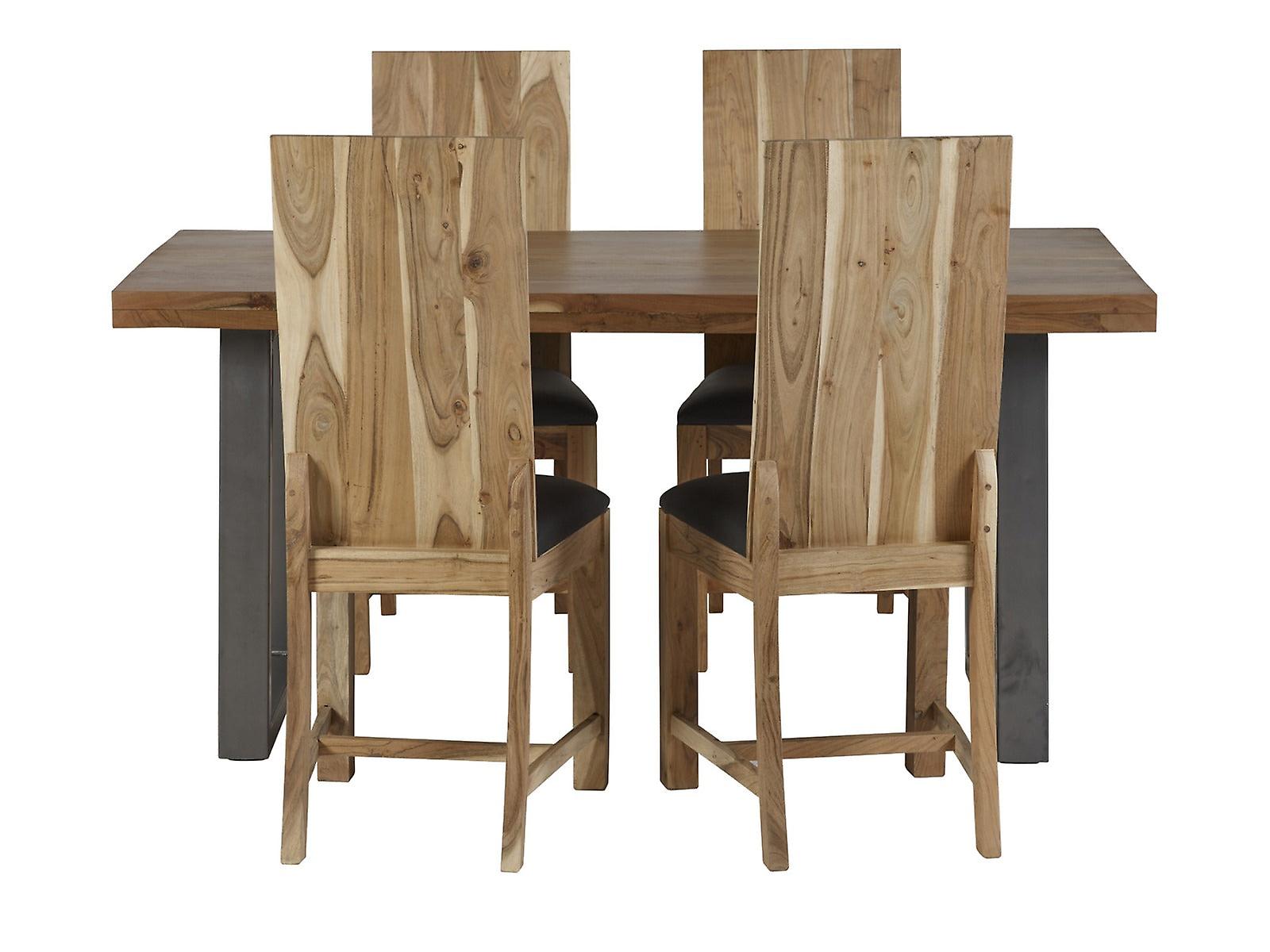 Moana Industrial Dining Set With 4 Chairs