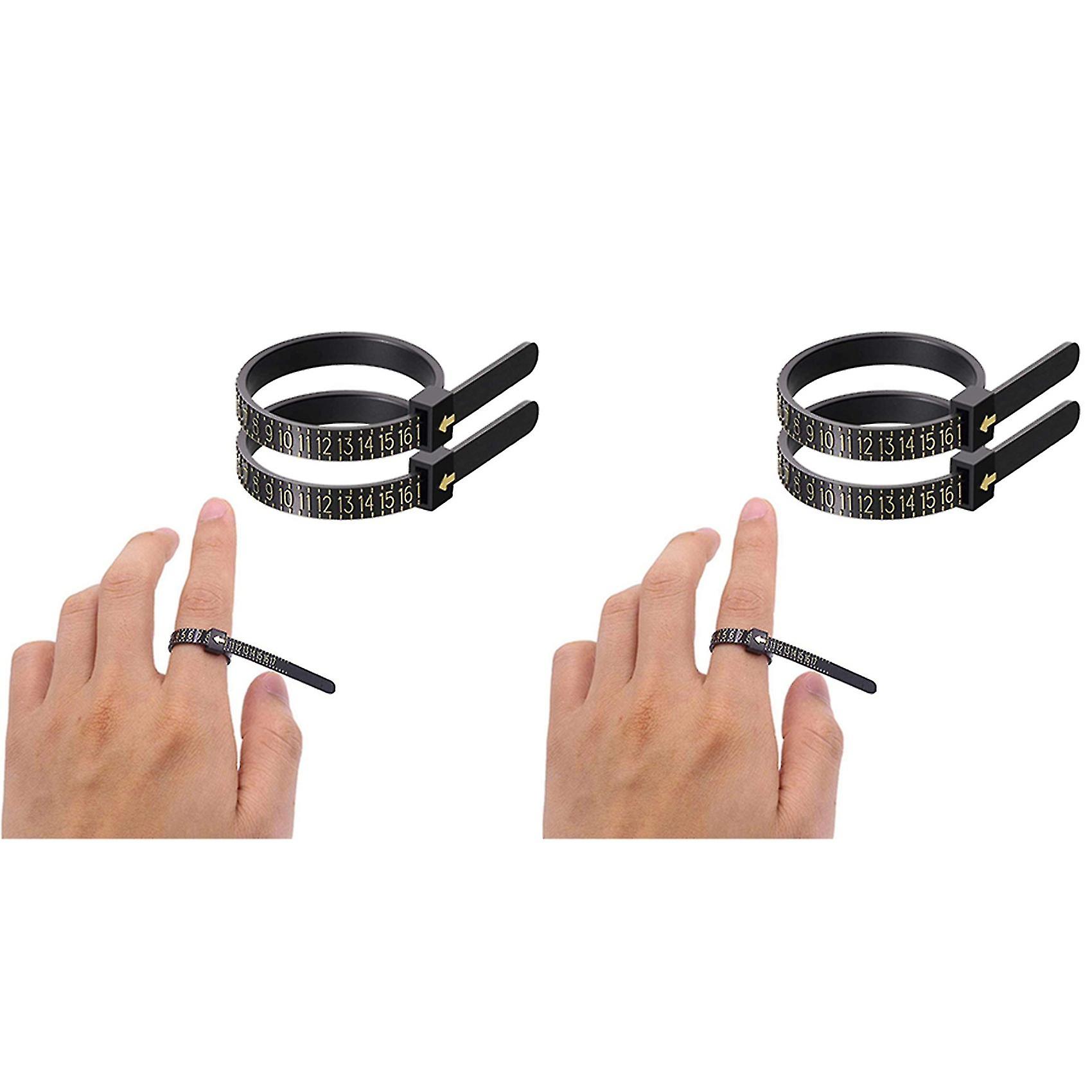 2x Ring Size Tool Kit Finger Size Measuring Tool With Jewel Polishing Cloth