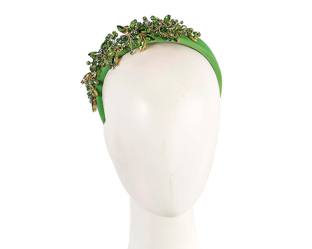 Green crystals fascinator hеаdbаnd by Cupids Millinery CU443GRN