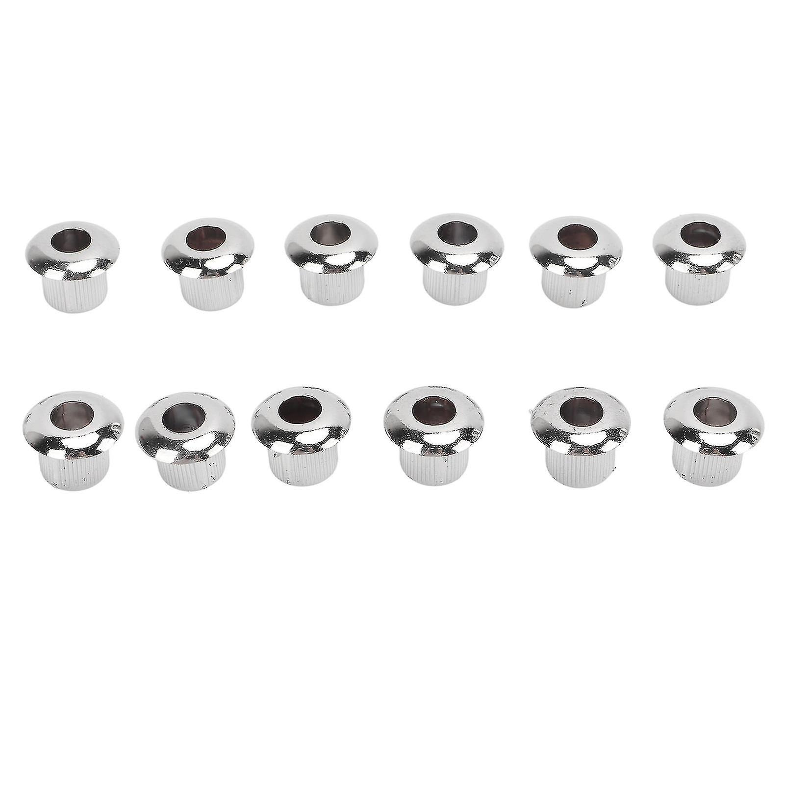 12Pcs Acoustic Guitar Tuner Conversion Bushing 10mm Plastic Adapter Accessory Set Kit Silver 