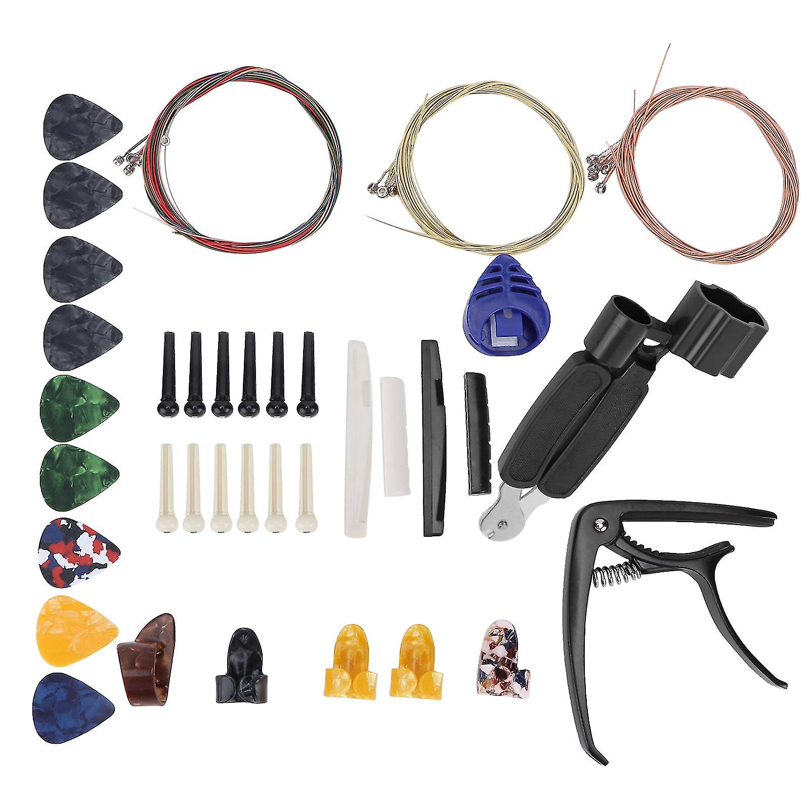 Guitar String Replacement Kit with Metal Tool, Pick Holder & Pins